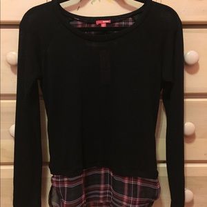 Black Blouse with Red Plaid undershirt